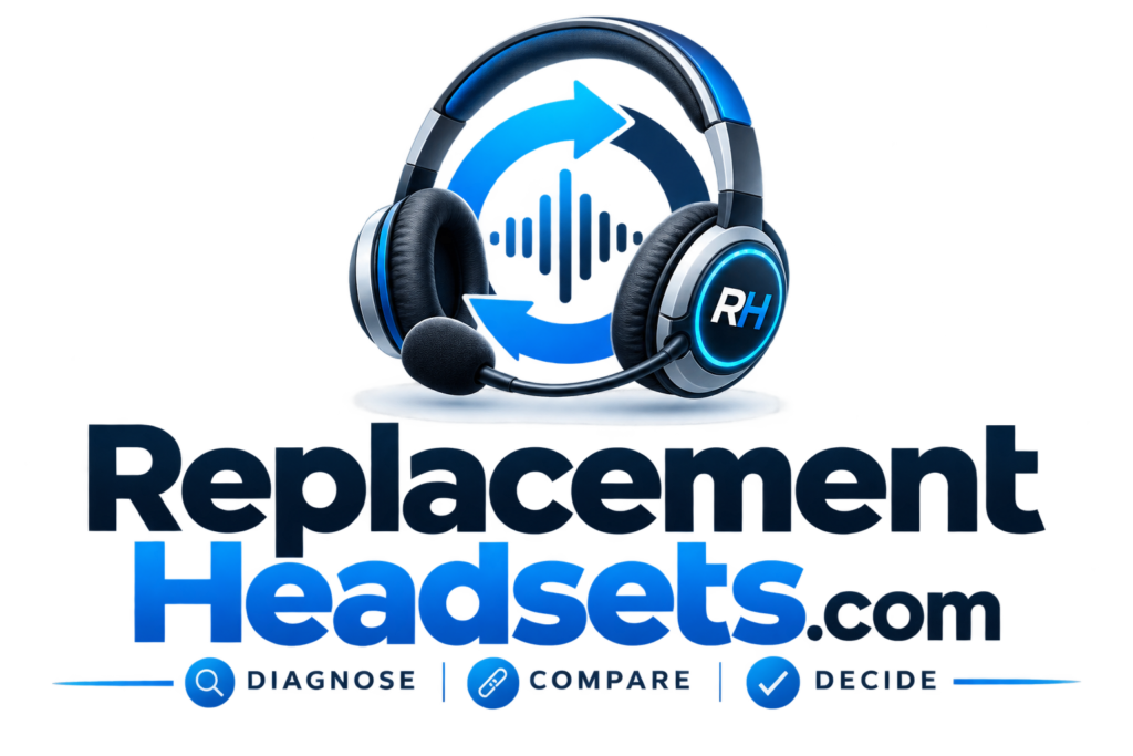 Replacement Headsets logo with tagline: diagnose, compare, decide